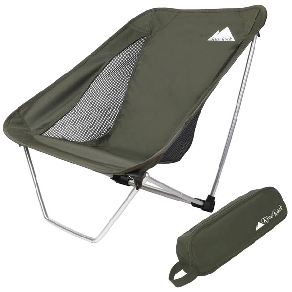 RiveRock Outdoor Chair, Low Chair, Ground Chair, Lightweight, Wide Seat, Passed Domestic Load Capacity Test (Army Green)