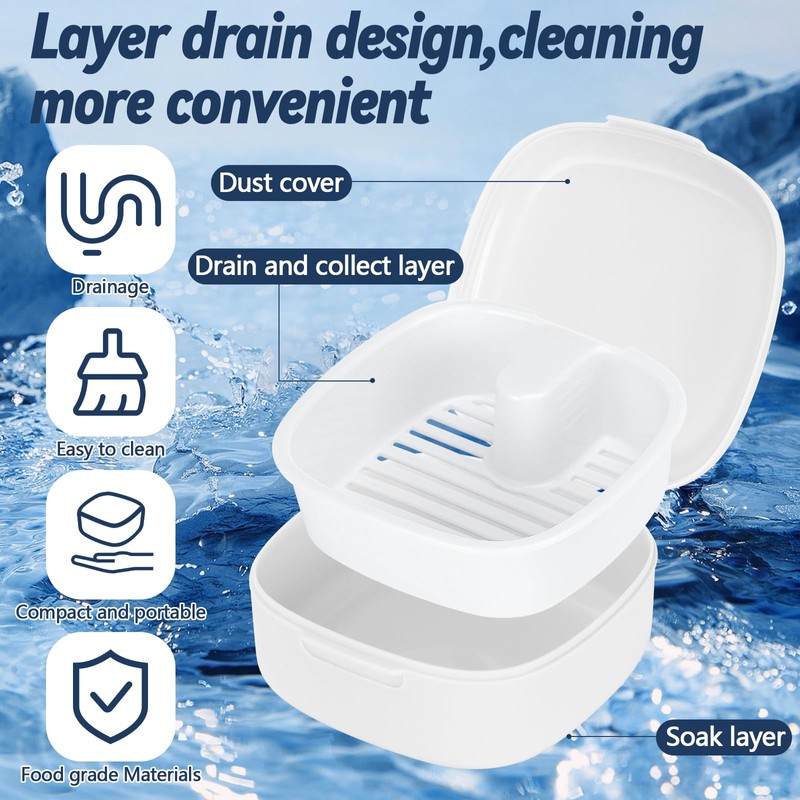 Zikenis Denture Box with Strainer, Braces Box, Denture Box, Portable