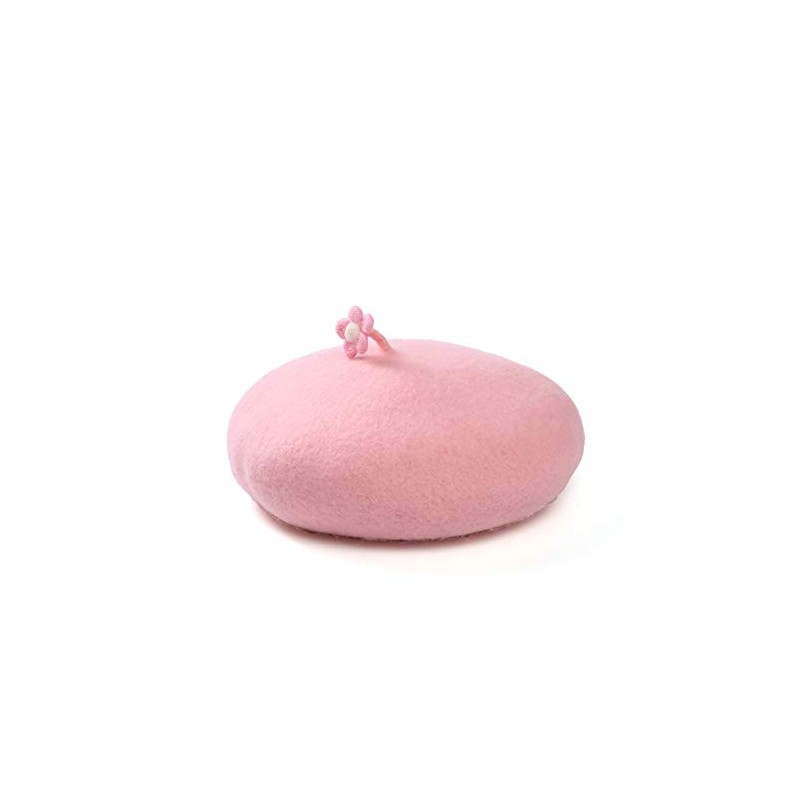 Zasy Plain Beret Hat Classic Wool Felt Flower Cap Casual