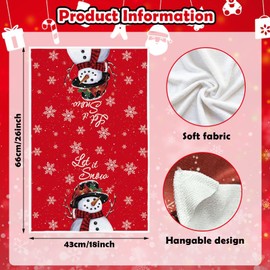 Christmas Tea Towel, Pack of 2 Christmas Tea Towels, Kitchen Towels Christmas, 18 x 26 Inch Christmas Tea Towels, Cute Christmas Tea Towel for Christmas, Housewares (Red)