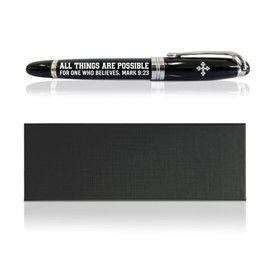 ZPPRJF Christmas Gift for Him Her, Pen with Bible Verse Scripture - All Things are Possible for One Who Believes, Ballpoint Pen Gift, Black Stylish Classic Ballpoint Pen in Matching Gift Case