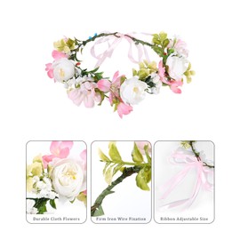 AWAYTR Leaf Flower Crown Garland Headpiece - Hair Floral Wreath Adjustable Flower Headbands for Bridal Wedding Festival Party Flower Leaves Crown