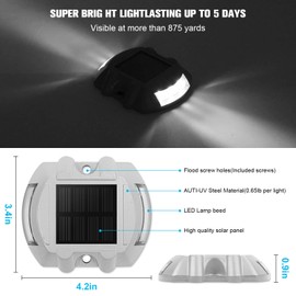 VOLISUN Solar Deck Lights, 16-Pack Led IP67 Waterproof Outdoor Warning Step Lights for Driveway, Sidewalk, Garden Pathway, Yard (White)