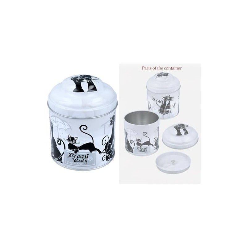 CARMANI - Printed with Crazy Cats Motif Small Metal Tin