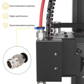 PC4-M10 Plug, PC4-M10 Connector, 3Dman PC4-M10, PC4-M10 Pneumatic Connector, PC4-M10 Pneumatic Connector, PC4-M10 Plug Straight Pneumatic, Connector for Extruder 3D Printers, Pack of 20