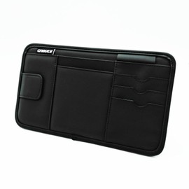 COZENTA Car Storage Sun Visor Pocket Eyeglass Holder Card Accessory Organizer Wide Leather Look