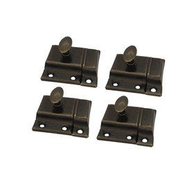 QCAA Oval Turn Cabinet Latch, for Cupboard & Other Furniture, Small, Antique Brass, Made in Taiwan, 4 Pack
