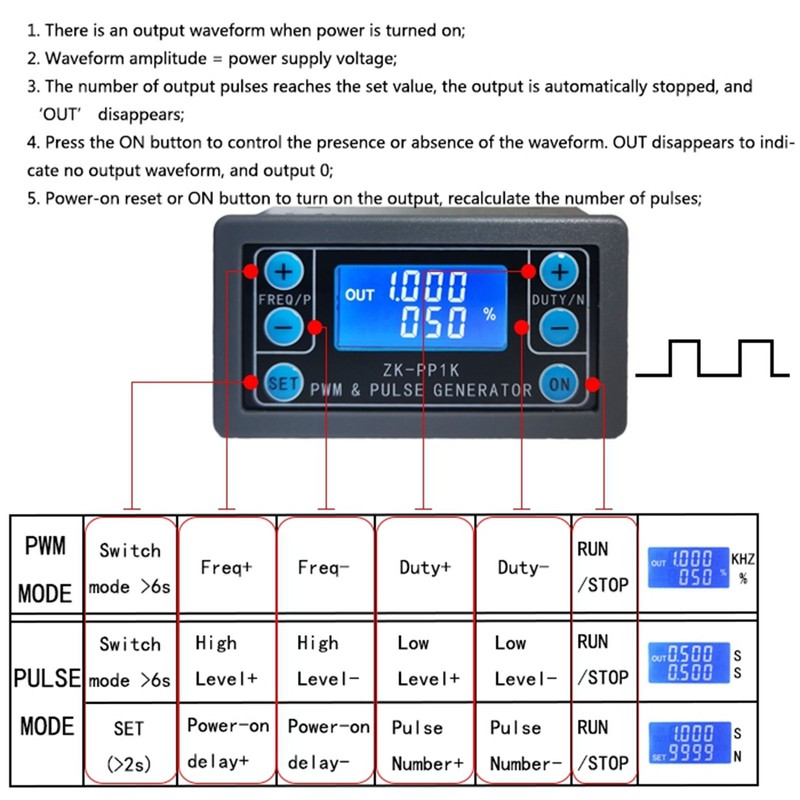 Dual Mode LCD PWM Signal Generator PWM Pulse Frequency Duty