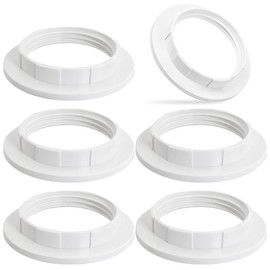Lamp Shade Ring & Holder - 6PCS White Aluminum Retaining Rings for E26/E27 Sockets, Lamp Replacement Parts (OD 58mm/ID 38mm, Fits 1-1/2" Threads)