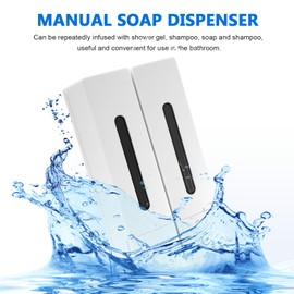 Double Press Soap Dispenser Bathroom, 400ML Punch-free Wall Mounted Dispenser for Shower Gel Shampoo, Hand Body Wash Liquid Dispenser for Home Hotel Restaurant