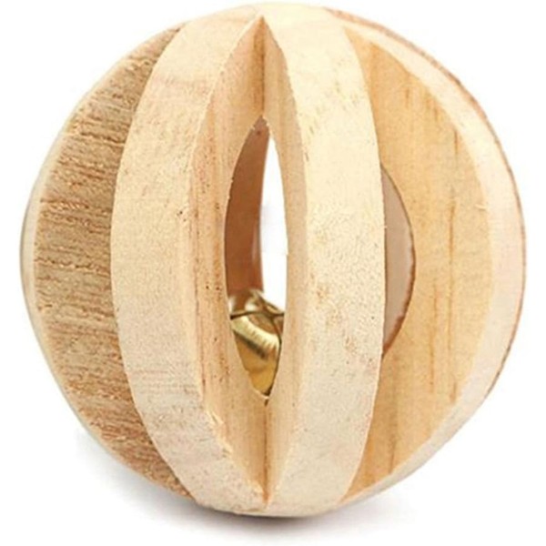 Natural Wood Dumbbell Unicycle Bell Roller Pet Chew Toy for