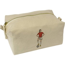'Female Football Player' Canvas Wash Bag/Makeup Case (CS00027509)