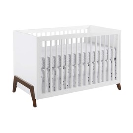 Oxford Baby Mari Modern 3-in-1 Convertible Island Crib, White & Walnut, GreenGuard Gold Certified