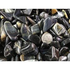 500 Carat Lots of Polished Tumbled Blue Tiger Eye + FREE Faceted Gemstone