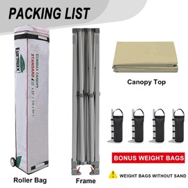 Eurmax USA Standard 10x10ft Patio Pop Up Canopy Tent for Outdoor Events Commercial Instant Canopies with Heavy Duty Roller Bag,Bonus 4 Canopy Sand Bags(Beige)