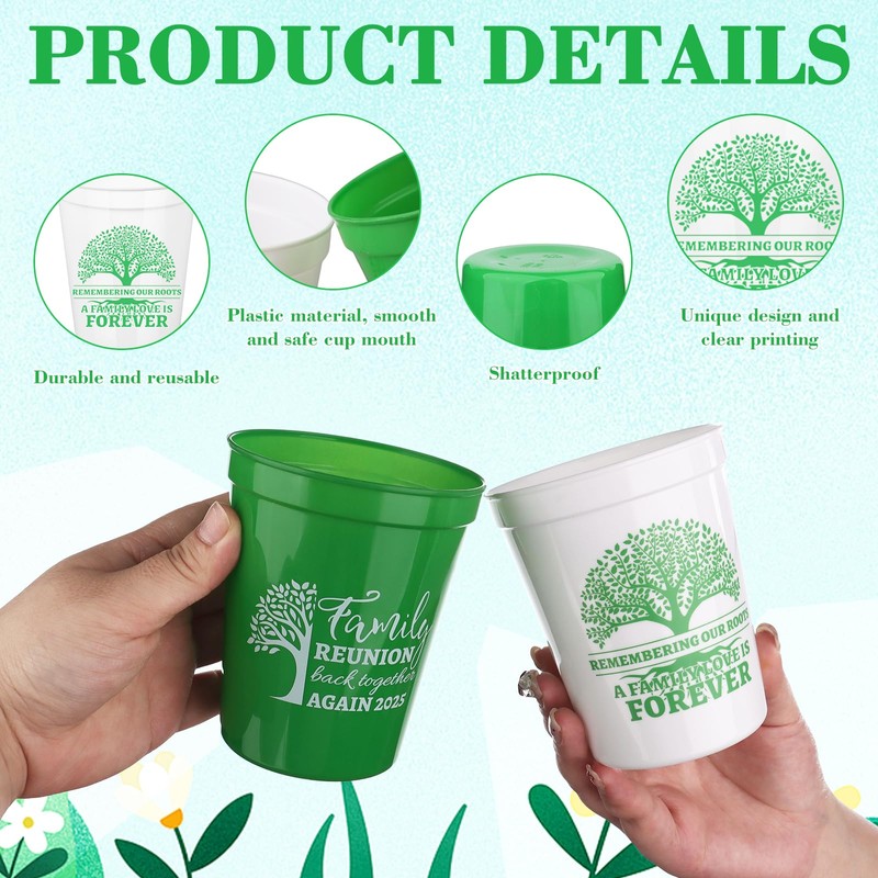 FIONUPI 24 Pcs Family Reunion Party Decorations Plastic Cups 16oz