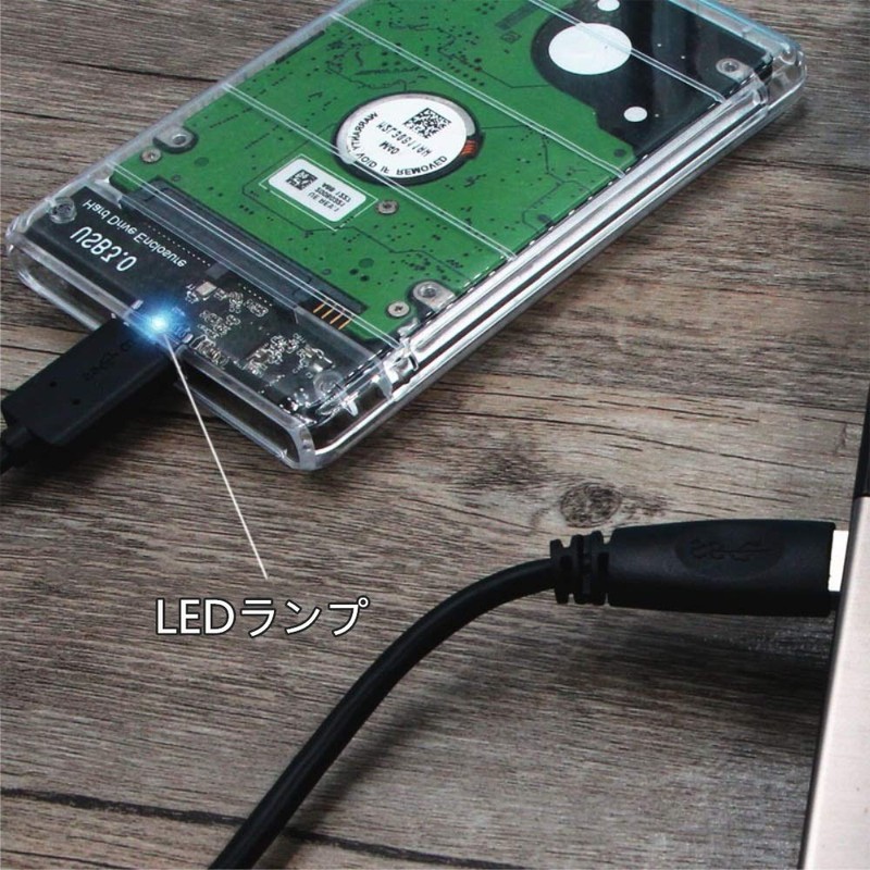 Transparent 2.5-inch HDD Case, USB 3.0 Connection, SATA Compatible, HDD/SSD,