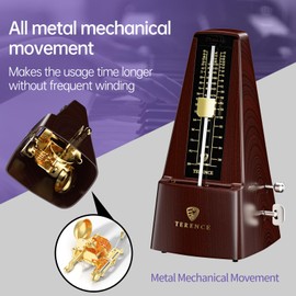 Mechanical Metronome for Piano Guitar Violin Bass Drum and Other Musical Instruments Loud Sound and High Precision Track Beat and Tempo, Portable Metronome Gift Teaching for Beginners (Wood Grain)