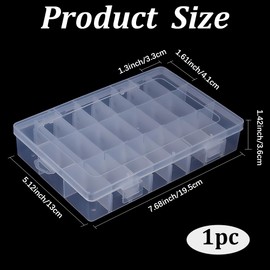 PONABEADIY 24 Compartments Bead Organizer with Removable Dividers Container Rectangle Transparent Clear Plastic Stored Organizers Storage Grids Box for Beads Diy Crafts Fishing Tackle Small Items