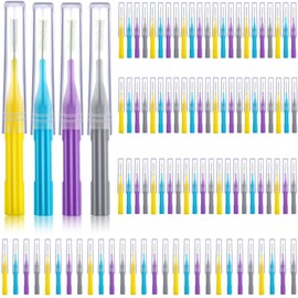 Patelai Juego de 100 cepillos interdentales, púas limpiadoras suaves con tapa, herramienta de limpieza de huecos de dientes de varios tamaños para cui