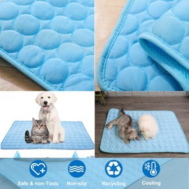 Dog Cooling Mat Large,Pet Cool Mat for Dogs&Cats,Ice Silk Self Cooling Pad for Home Outdoor,Animal Summer Sleeping Blanket,Washable,70 * 55cm (Blue)