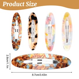 4PCS Large Snap Hair Clips, Snap Hair Clips No Crease Metal Oval Non Slip Barrette Styling Accessories for Thick Thin Fine Hair Women Girls