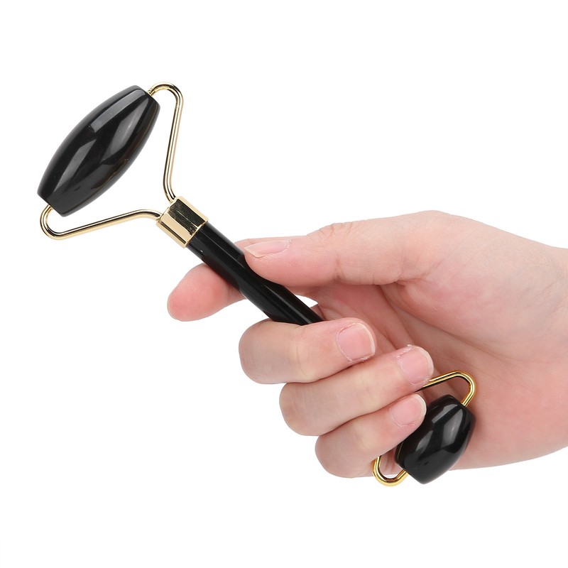 3pcs Obsidian Facial Roller Gua Sha Board Therapy Blindfold Beauty