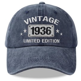 Vintage 1936 Limited Edition Hats for Men Women, 88th Birthday Retirement Gifts Mom Dad, 88 Year Old Adjustable Embroidered Baseball Cap Navy