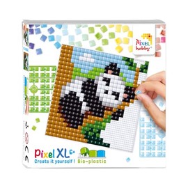 Pixel P41048 Pixel Plate XL Panda, Set Flexible Base Plate, for Children to Design Yourself, Easy Plug-In System, No Ironing or Gluing, Stones Made of Bioplastic