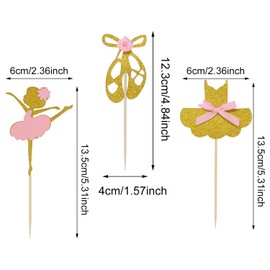 yueton 30 pantuflas de ballet para niña, bailarina, tutú, ballet, decoración para tartas, decoración de pasteles con purpurina dulce para baby shower, cumpleaños, boda, despedida de soltera, fiesta, Navidad, etc