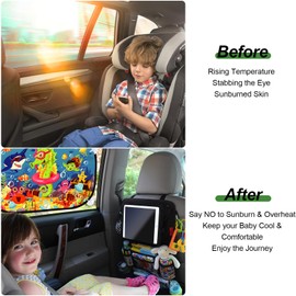 2 Pack Car Side Window Shades for Baby, Ocean World Car Sun Shade Static Cling Rear Sunshades, Universal Window Blinds Screen for Most Vehicles, Glare Shield UV Rays Protection for Kids Adults Pets