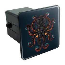 Graphics and More Black Octopus in The Abyss Tow Trailer Hitch Cover Plug Insert 2"
