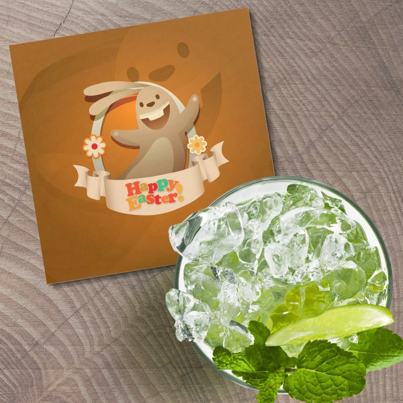 Unbranded Happy Easter Bunny Smile 4'' X 4'' Square Wooden