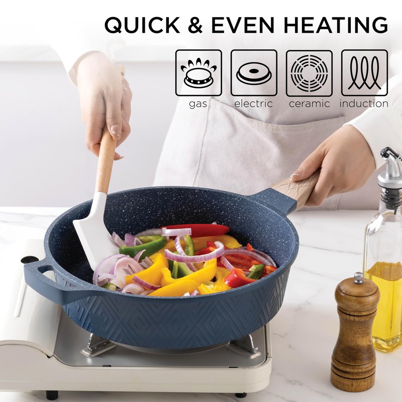 Country Kitchen Non-Stick Cast Aluminum Cookware Set - Durable Kitchen