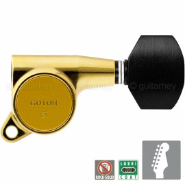 GOTOH NEW Gotoh SG381-EN07 Guitar Tuners Set 6 in Line w/ Small EBONY Buttons - GOLD