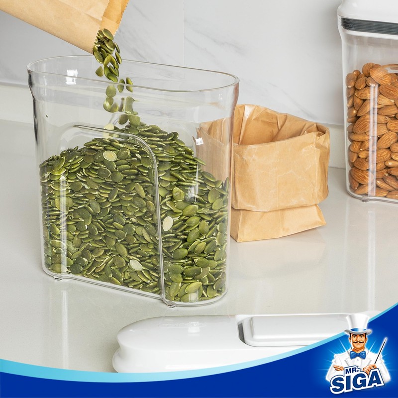 MR.SIGA Airtight Cereal Dispenser Set, Storage Containers for Dry Goods,