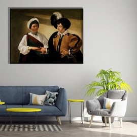 OKRA Caravaggio Print - The Fortune Teller Canvas Wall Art - World Famous Oil Painting Reproduction - Cool Home Decor for Living Room, Bedroom, Bar, Unframed(12×16in/30×40cm)…