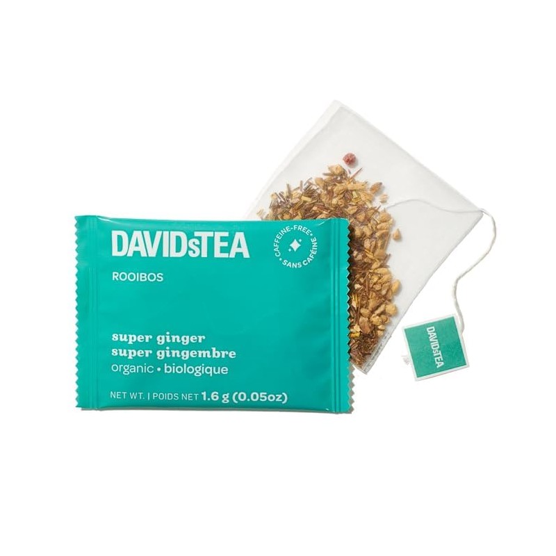 DAVIDsTEA Organic Super Ginger Tea, caffeine-free, 12 tea bags