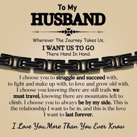 JoycuFF Gifts for Men Gift for Husband Anniversary Birthday Gifts for Him from Wife To My Husband Man Bracelet Stainless Steel Bracelets for Men Gifts for Him Husband Black Mens Bracelets 9 In