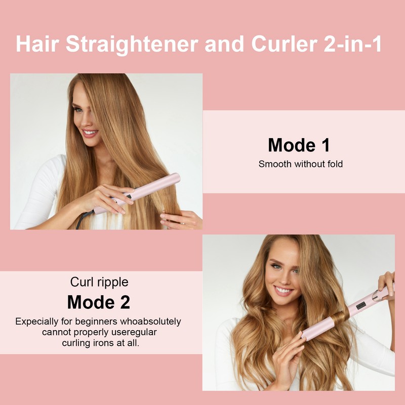 Hair Straightener 2 in 1 Temperature Adjustable Hair Straightening Curler