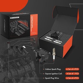 A-Premium 1 Ignition Coils with 4 Wire and 4 Iridium Spark Plugs Compatible with Ford Fiesta 2011-2019 1.6L
