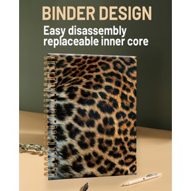 FVBAO Spiral Journal Notebook for Women,A5 College Ruled Notebooks 6"x 8.4",120 Pages Lined Journal with Premium Thick Paper,Perfect for School Office Home Gifts(Beautiful Leopard Skin)