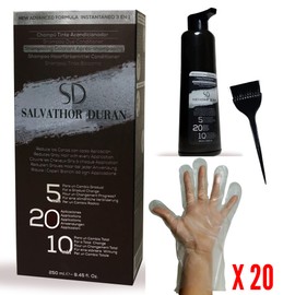 Mens Hair Dye Salvathor Duran - 20 Applications - Beard Dye - Natural Hair Dye - Hair Dye For Men - Mens Beard Dye - Beard Dye Black - Gradual or Complete Changement in the First Application - 250 ml.