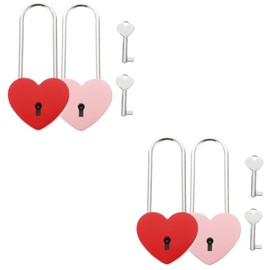 Operitacx 4 Sätze Liebesschloss sperren graviert geformt Schlösser Vorhängeschlossverriegelung Freund Liebe Herz Vorhängeschloss Valentinstag Schlüsselanhänger Zinklegierung