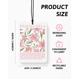 FISWAFY Preppy Pink Floral Cherry Christian Car Air Freshener 4 Pcs, Coquette Girly Religious Hanging Air Freshener for Cars Closet Drawer Books, Cute Christian Car Accessories Mirror Decor for Women