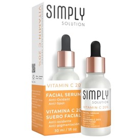 Simply Solution Suero Facial con Vitamina C 20%, Antioxidante, Anti-manchas, Iluminador, 30 ml
