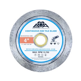 Benchmark Abrasives 4" Continuous Rim Diamond Blade with Steel Core, Saw Blades for Angle Grinder, Cutting Porcelain Ceramic Tile Granite Concrete - (10 Pack)