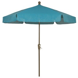 FiberBuilt Umbrellas Garden Umbrella, 7.5 Foot Teal Canopy and Champagne Bronze Pole