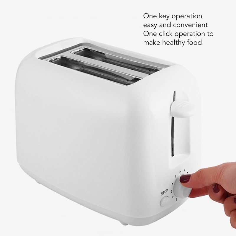 650W Toaster with Double Wide Slots 6 Gears White Bread