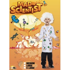 EraSpooky Boys Mad Scientist Costume kids Lab Coat with Wig